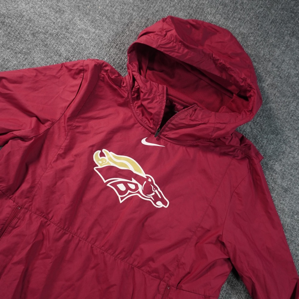 Nike Boise State Broncos Windbreaker Jacket Mens Large Maroon Half Zip Hooded